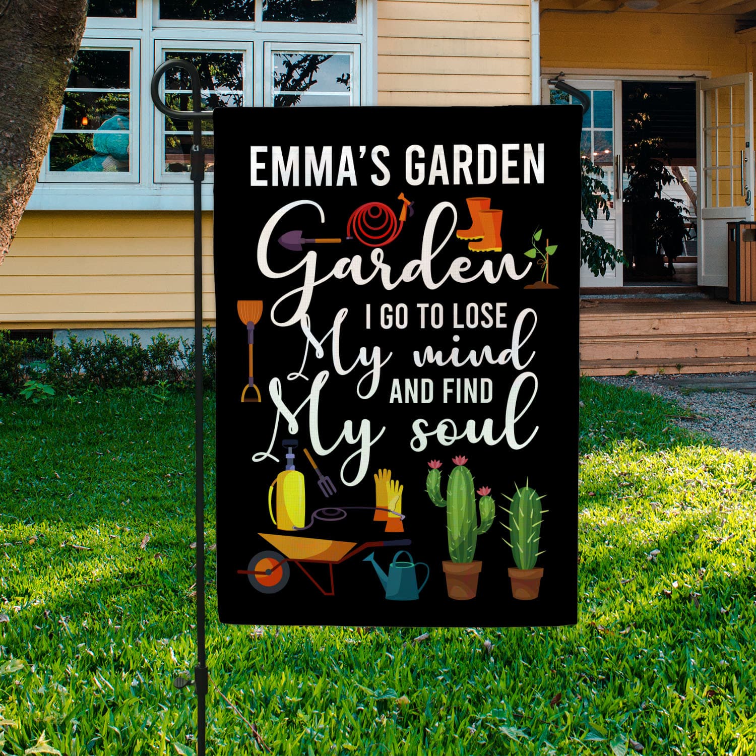 2LV. Into the Garden Flag (Sample Design) Garden Flag Mockup 3