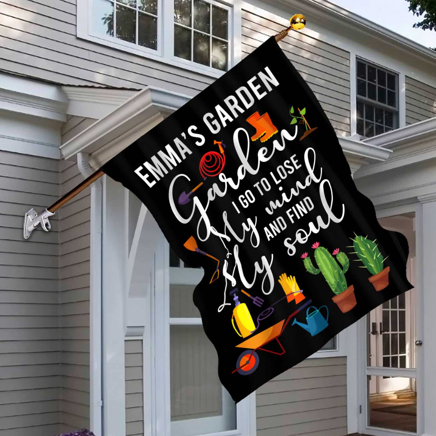 2LV. Into the Garden Flag (Sample Design) House Flag Mockup 6