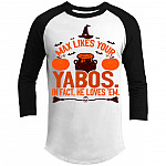 4. Max Likes Your Yabos (3) raglan, White/Black, Premium Sporty Raglan Jersey