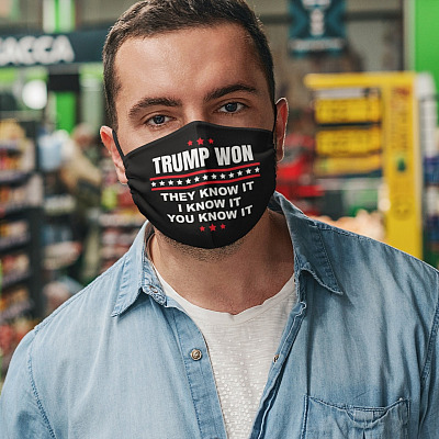 Alternative view of Trump Won They Know It I Know It You Know It Political Washable Reusable Face Mask Cover