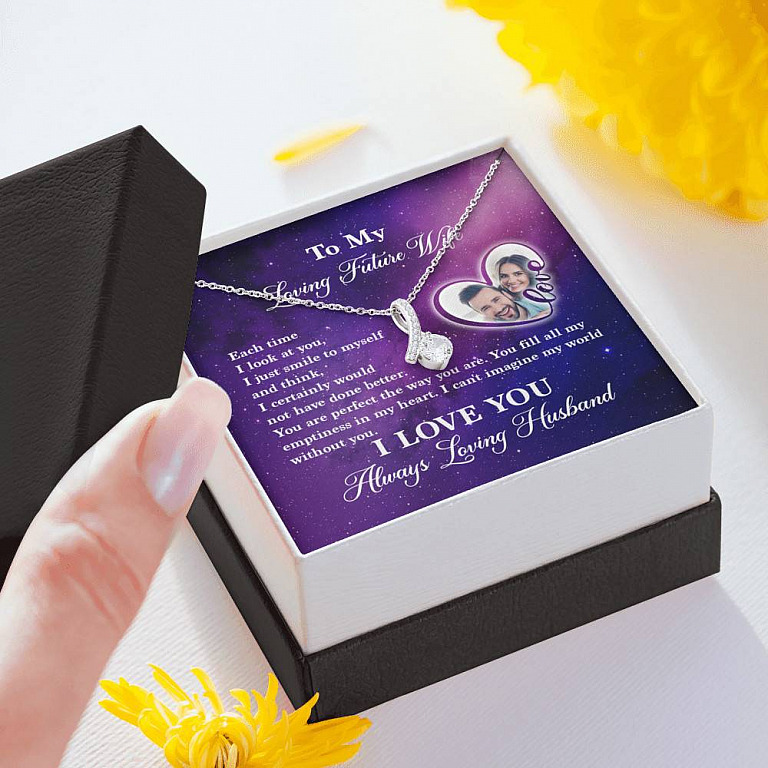 Personalized Saying To My Future Wife The Day Each Time I Look At You Couple Whisper Alluring Beauty Necklace