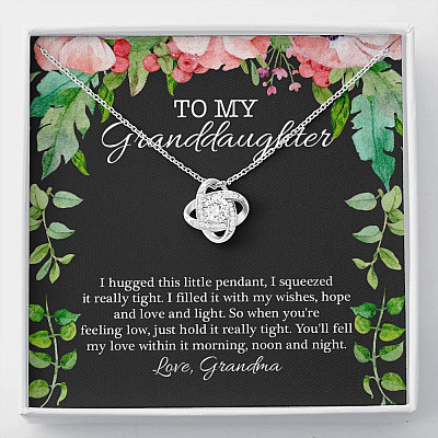 To My Granddaughter I Hugged This Little Pendant I Squeezed It Really Tight Love Knot Pendant Necklace - Love Knot Necklace