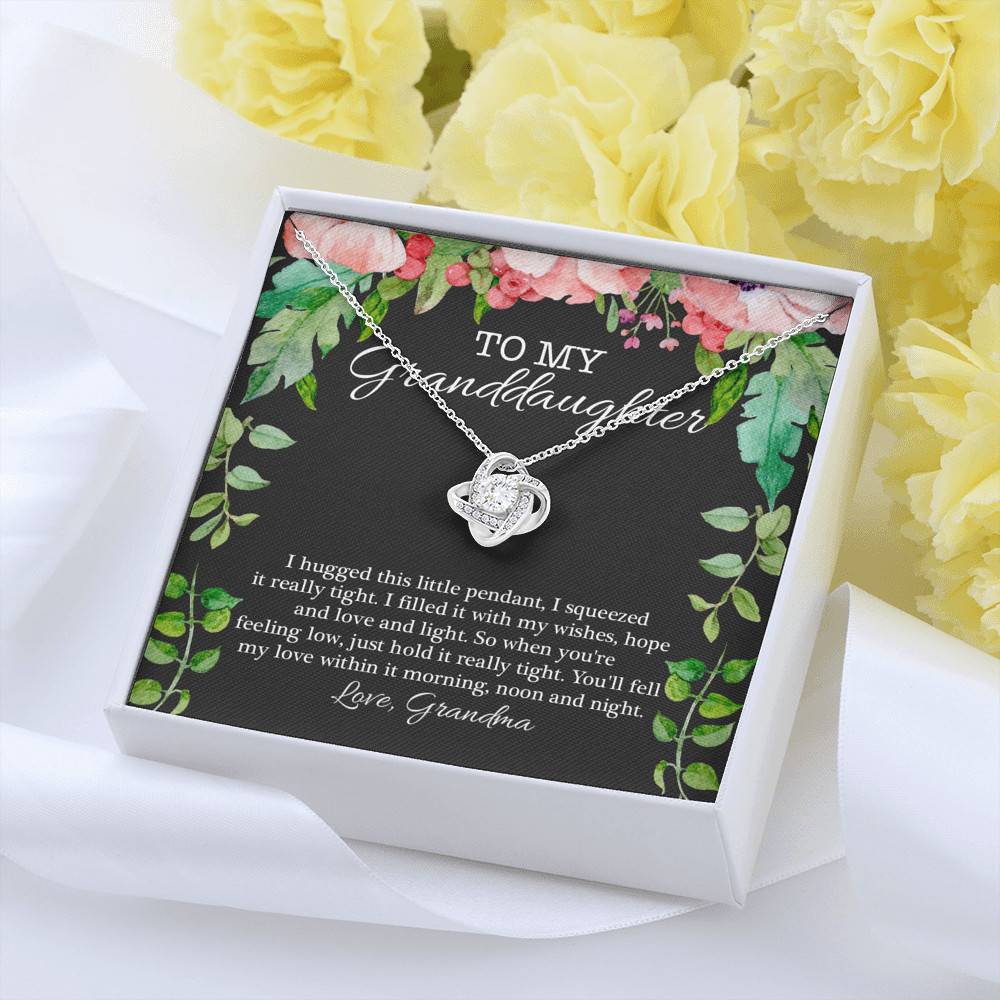 To My Granddaughter I Hugged This Little Pendant I Squeezed It Really Tight Love Knot Pendant Necklace To My Granddaughter I Hugged This Little Pendant I Squeezed It Really Tight Love Knot Pendant Necklace