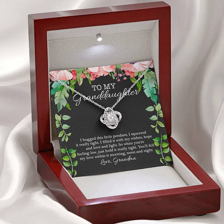 To My Granddaughter I Hugged This Little Pendant I Squeezed It Really Tight Love Knot Pendant Necklace