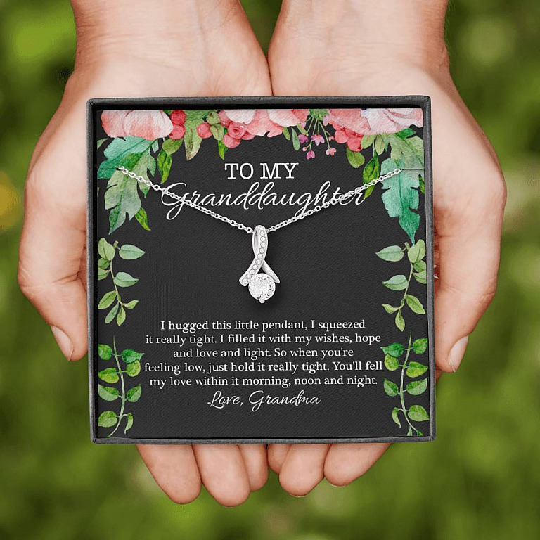To My Granddaughter I Hugged This Little Pendant I Squeezed It Really Tight Alluring Pendant Necklace