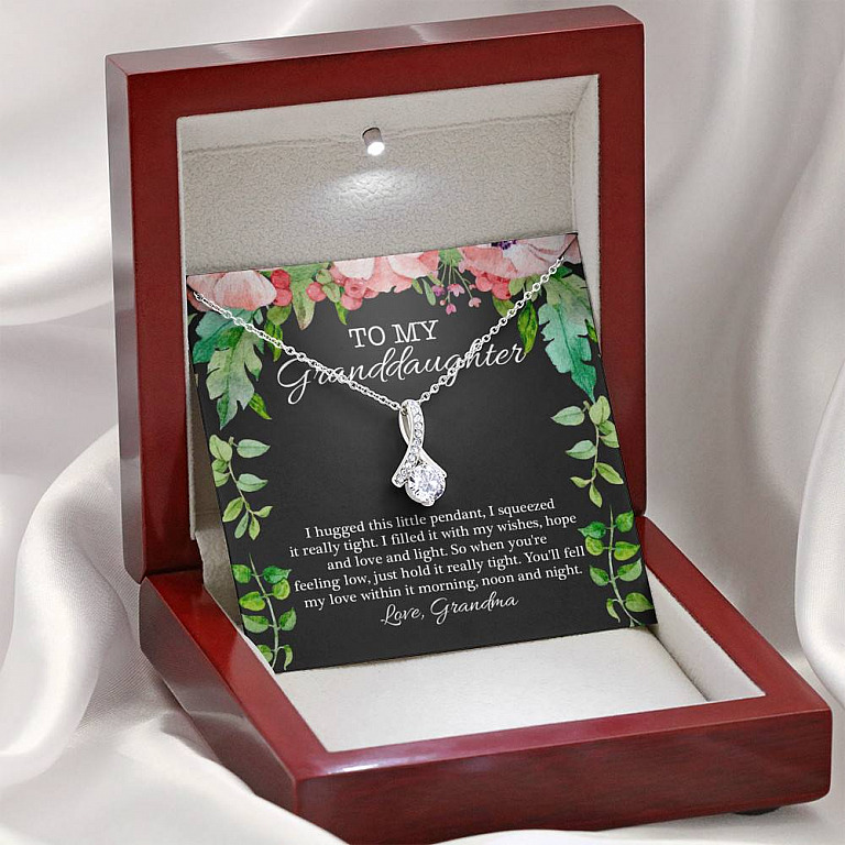 To My Granddaughter I Hugged This Little Pendant I Squeezed It Really Tight Alluring Pendant Necklace