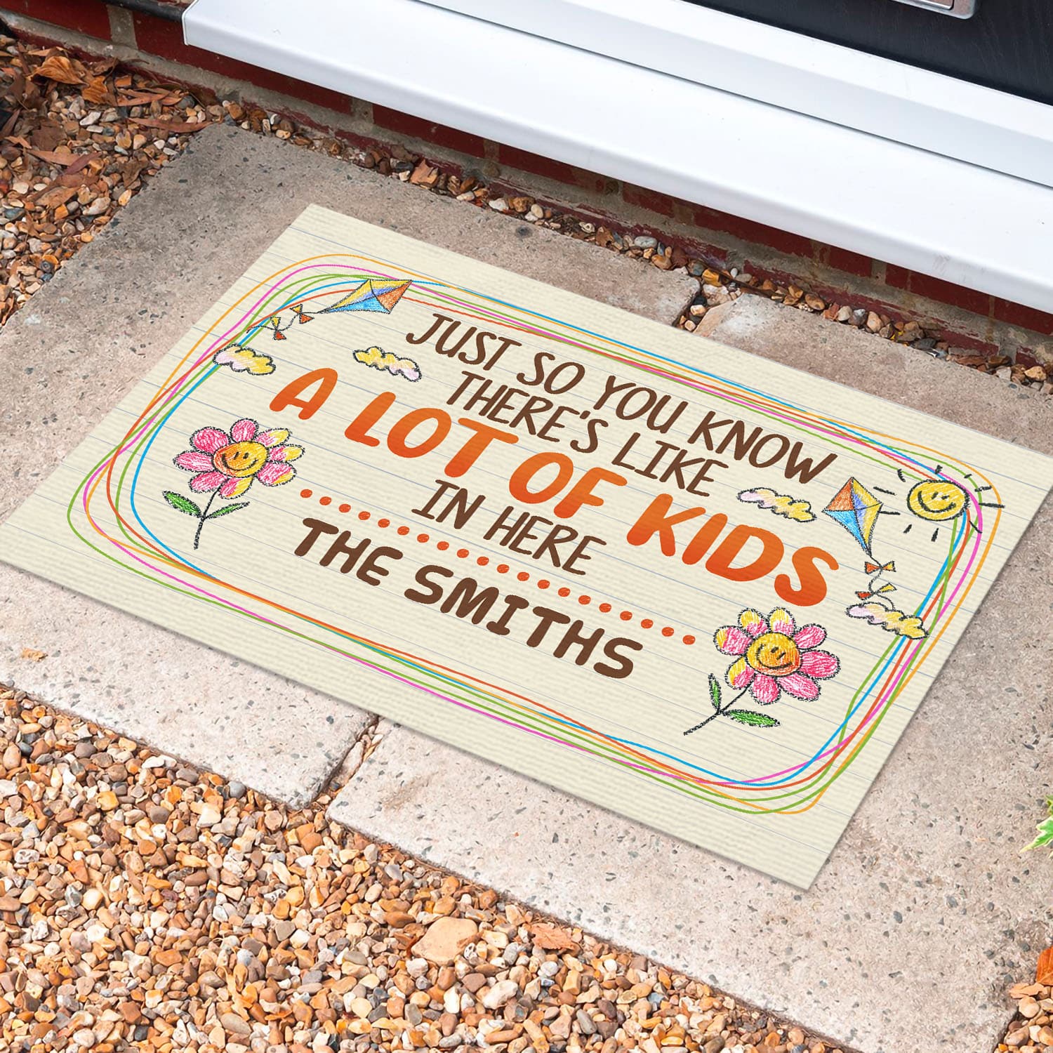 3O. Lot Of Kids (Sample Design) Doormat Mockup 10