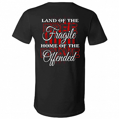 Land Of The Fragile Home Tshirt, Black, V-Neck T-Shirt