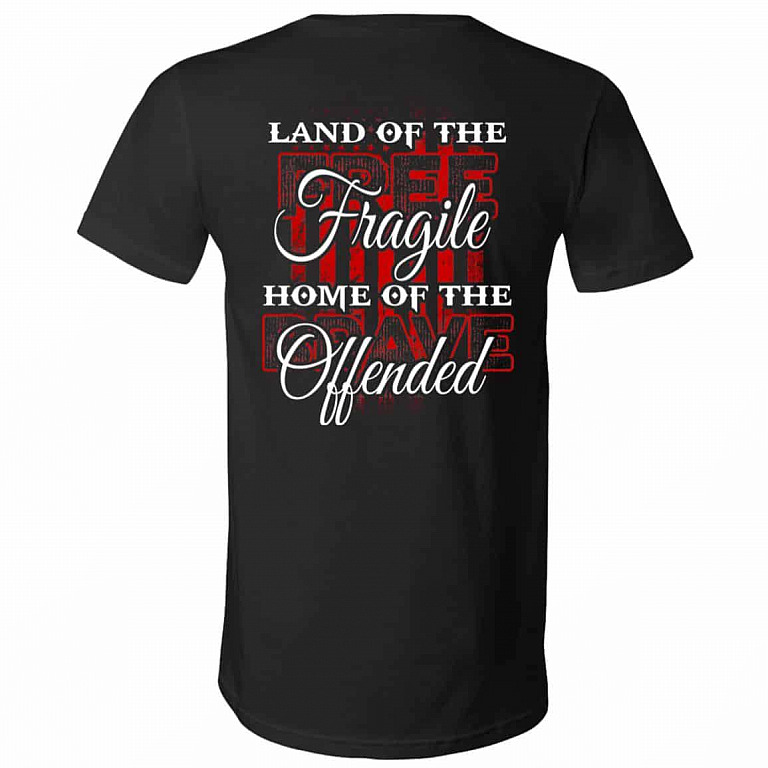 Land Of The Fragile Home Tshirt, Black, V-Neck T-Shirt
