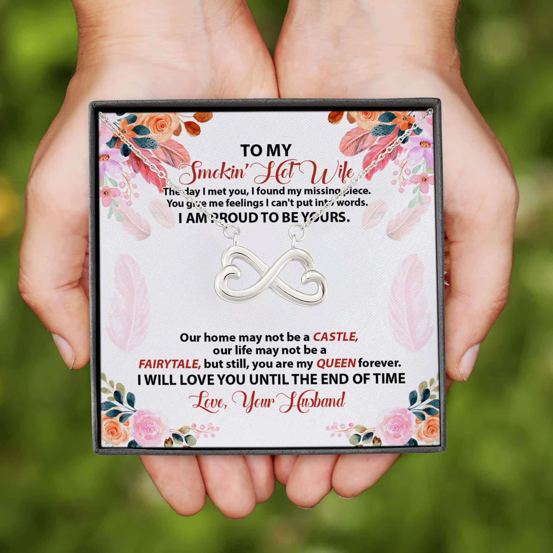 7VT. To My Smokin Hot Wife The Day I Met Infinity Heart Necklace (Silver)