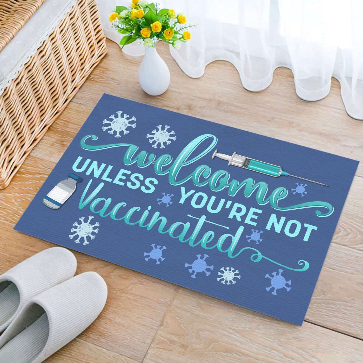 12Th. Welcome Unless You're Not Vaccinated Doormat mockup 2