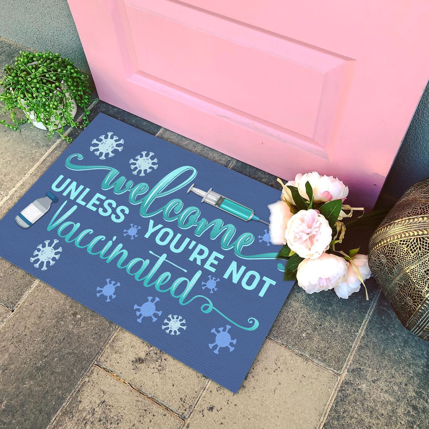 12Th. Welcome Unless You're Not Vaccinated Doormat mockup 4