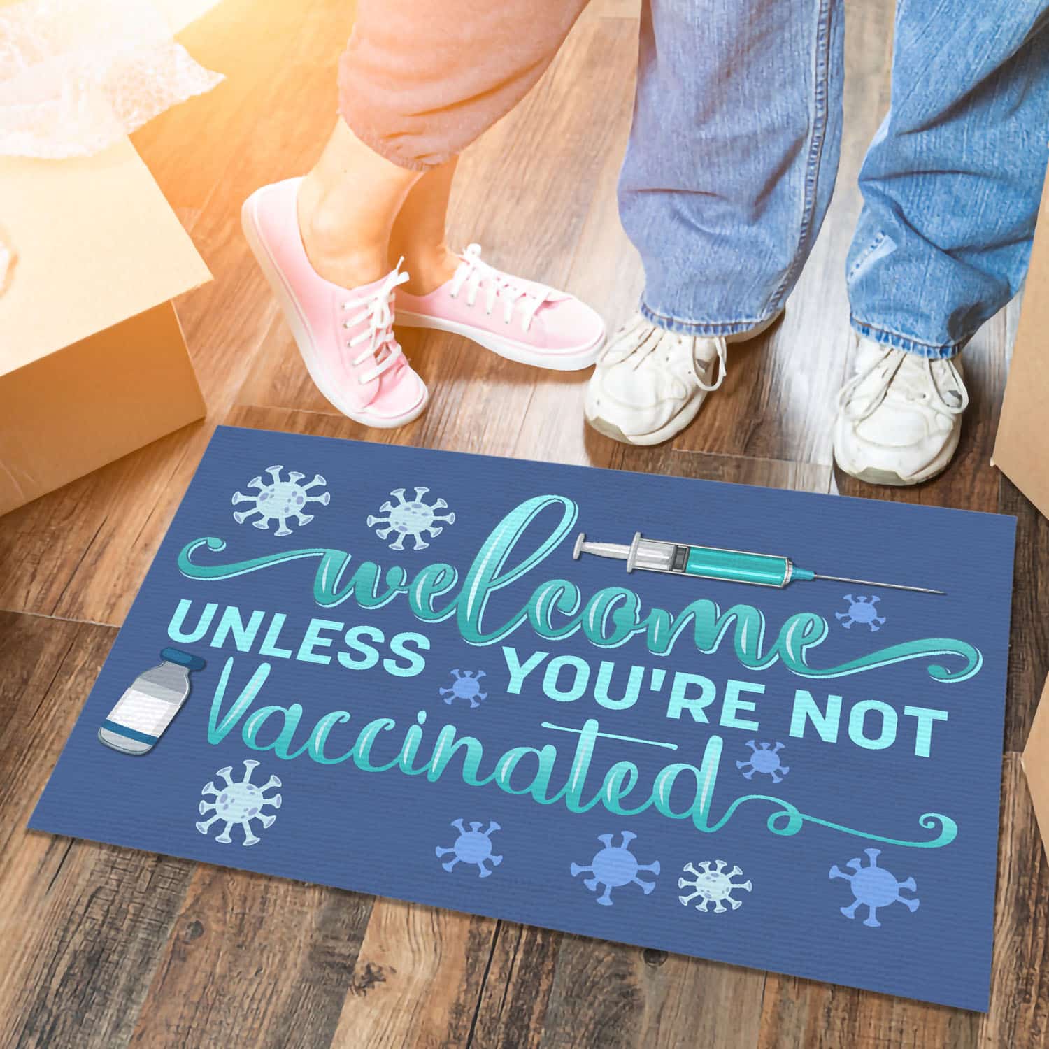 12Th. Welcome Unless You're Not Vaccinated Doormat mockup 6