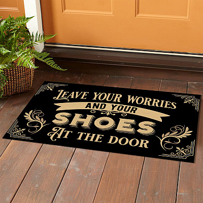 Alternative view of Leave Your Worries And Your Shoes At The Door House Doormat - Outdoor Indoor Doormat