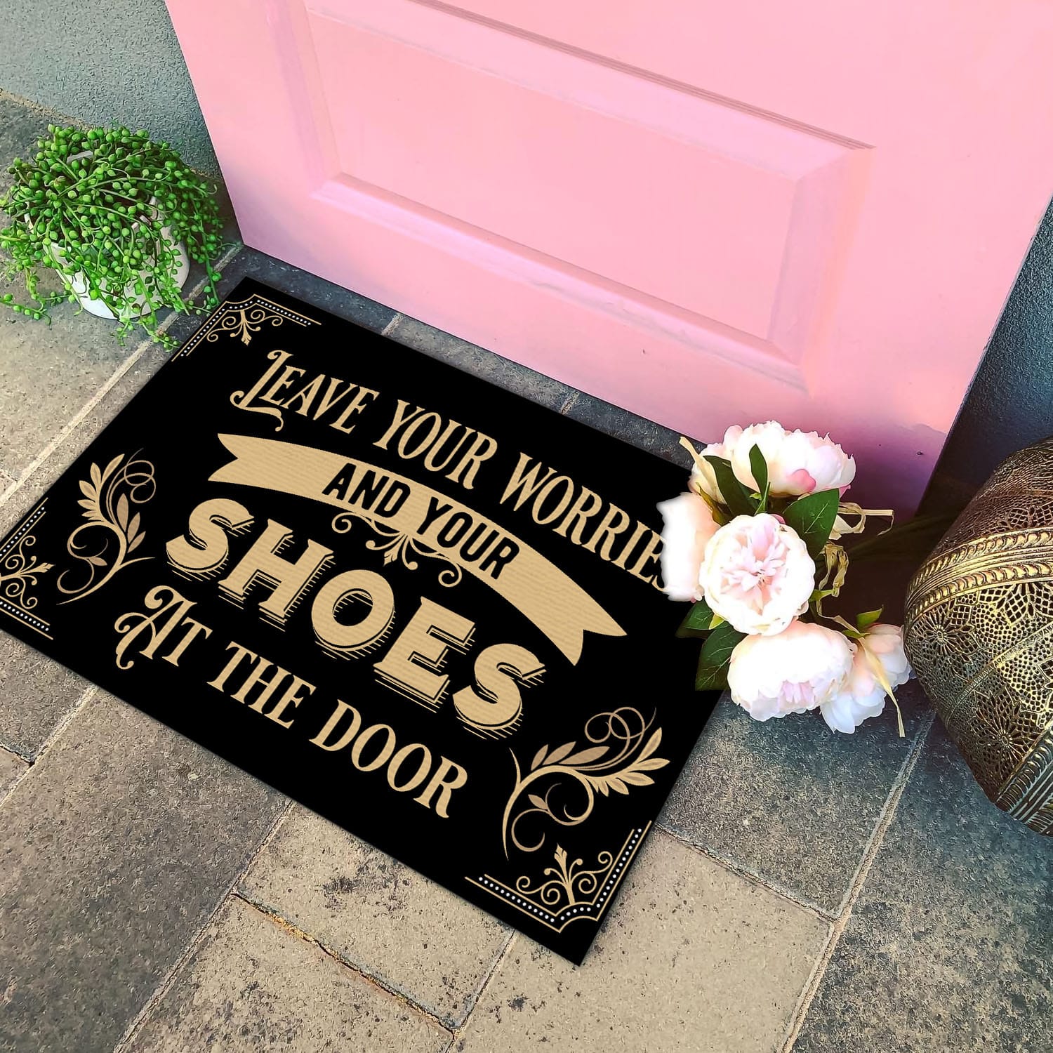 13Th. Leave Your Worries Doormat Doormat mockup 4