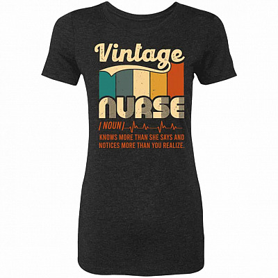 Vintage Nurse Knows MShirt, Vintage Black, Premium Ladies T-Shirt