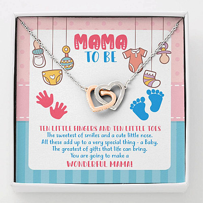 Mama To Be You Are Going To Make A Wonderful Mama Interlocking Hearts Pendant Necklace - New Mom Gifts - Interlocking Hearts Necklace