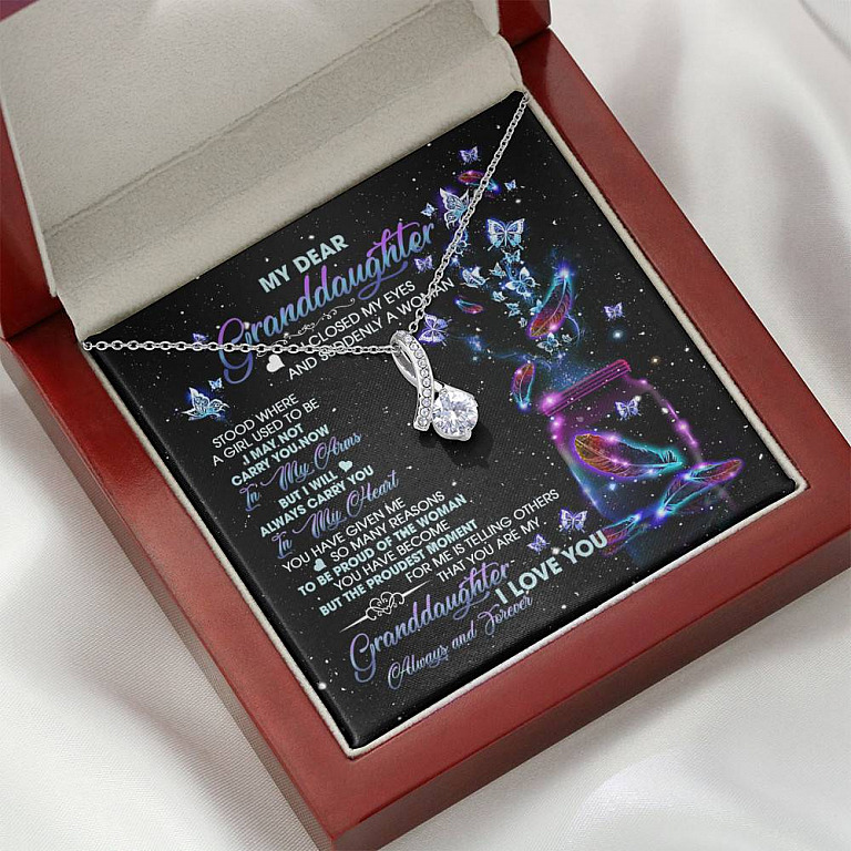 My Dear Granddaughter I Love You Always And Forever Alluring Beauty Necklace - Cute Granddaughter Gifts