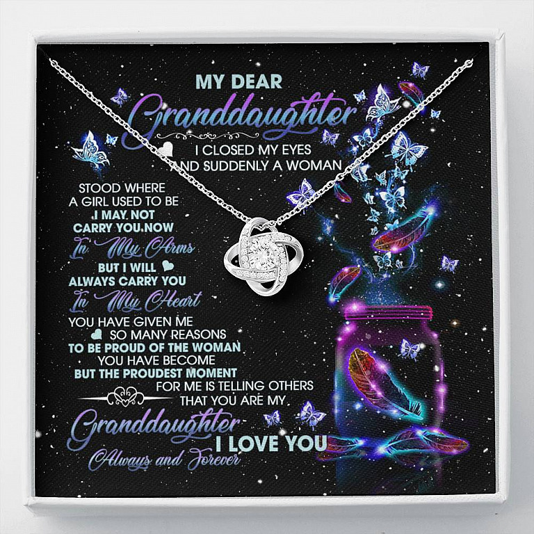 My Dear Granddaughter I Love You Always And Forever Love Knot Necklace - Cute Granddaughter Gifts - Love Knot Necklace