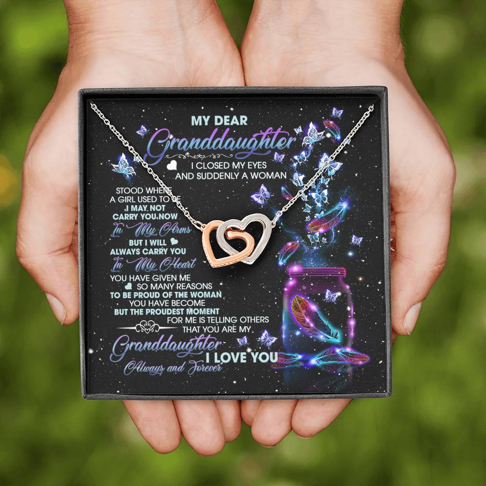My Dear Granddaughter I Love You Always And Forever Interlocking Hearts Pendant Necklace - Granddaughter Gift My Dear Granddaughter I Love You Always And Forever Interlocking Hearts Pendant Necklace - Granddaughter Gift