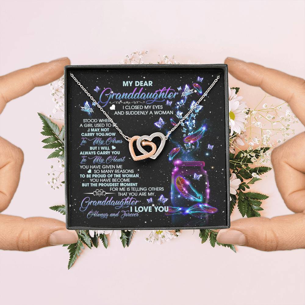 My Dear Granddaughter I Love You Always And Forever Interlocking Hearts Pendant Necklace - Granddaughter Gift My Dear Granddaughter I Love You Always And Forever Interlocking Hearts Pendant Necklace - Granddaughter Gift