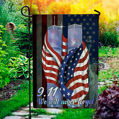 9/11 We Will Never Forget Twin Towers America Decorative Garden Flag - Indoor Outdoor Flag - House Flag