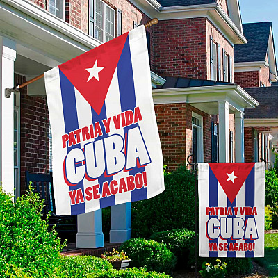 Alternative view of Patria Y Vida Viva Cuba Libre Garden Flag - SOSCuba House Flag - Cuban Freedom Movement Wall Flag