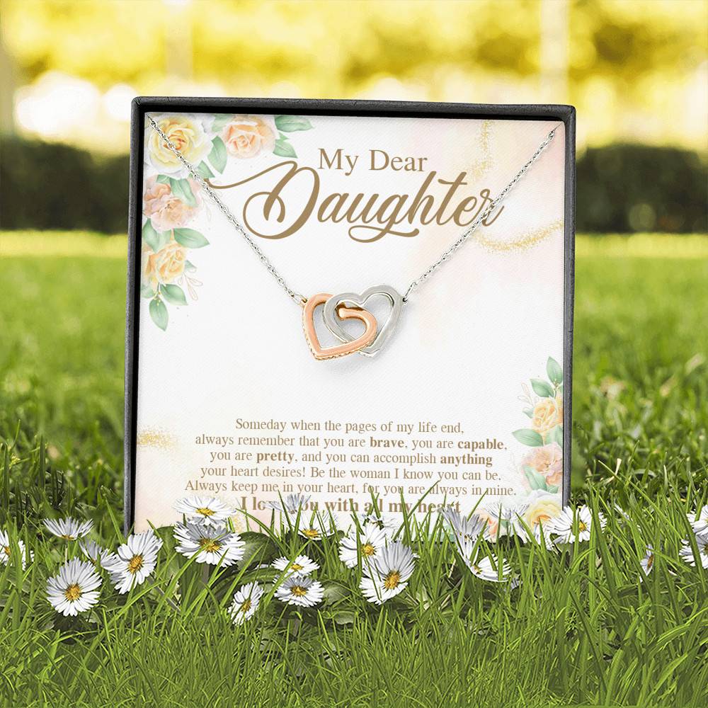 My Dear Daughter You Are Brave I Love You with All My Heart Interlocking Hearts Necklace My Dear Daughter You Are Brave I Love You with All My Heart Interlocking Hearts Necklace