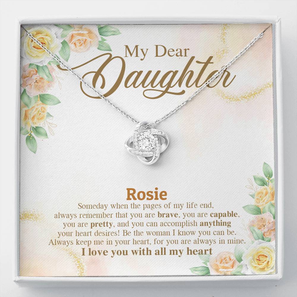 Personalized Name My Dear Daughter You Are Brave I Love You with All My Heart Love Knot Pendant Necklace - Love Knot Necklace Personalized Name My Dear Daughter You Are Brave I Love You with All My Heart Love Knot Pendant Necklace - Love Knot Necklace