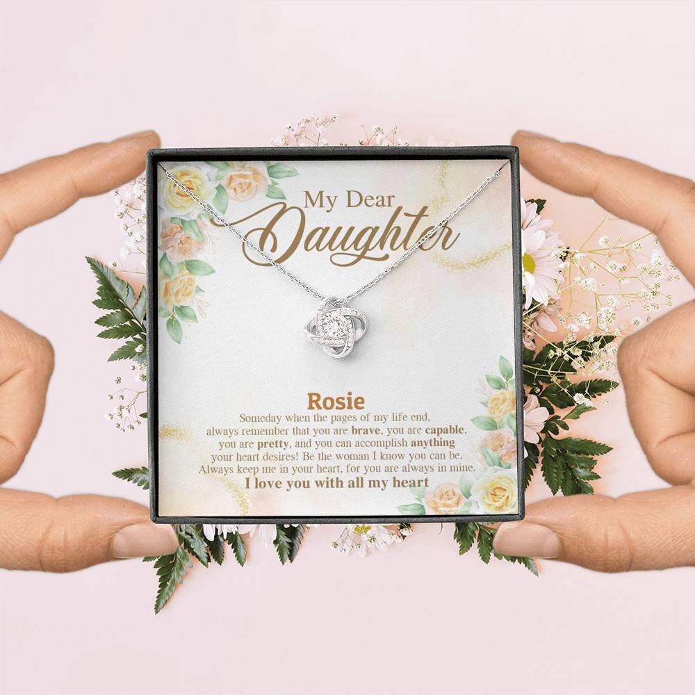 Personalized Name My Dear Daughter You Are Brave I Love You with All My Heart Love Knot Pendant Necklace Personalized Name My Dear Daughter You Are Brave I Love You with All My Heart Love Knot Pendant Necklace
