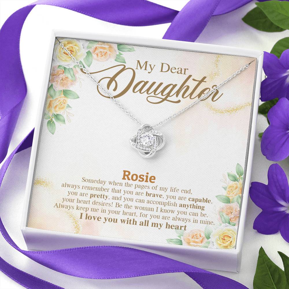 Personalized Name My Dear Daughter You Are Brave I Love You with All My Heart Love Knot Pendant Necklace Personalized Name My Dear Daughter You Are Brave I Love You with All My Heart Love Knot Pendant Necklace