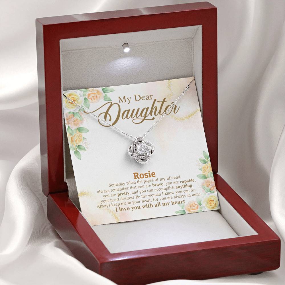 Personalized Name My Dear Daughter You Are Brave I Love You with All My Heart Love Knot Pendant Necklace Personalized Name My Dear Daughter You Are Brave I Love You with All My Heart Love Knot Pendant Necklace