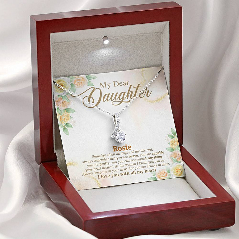 Personalized Name My Dear Daughter You Are Brave I Love You with All My Heart Alluring Beauty Necklace