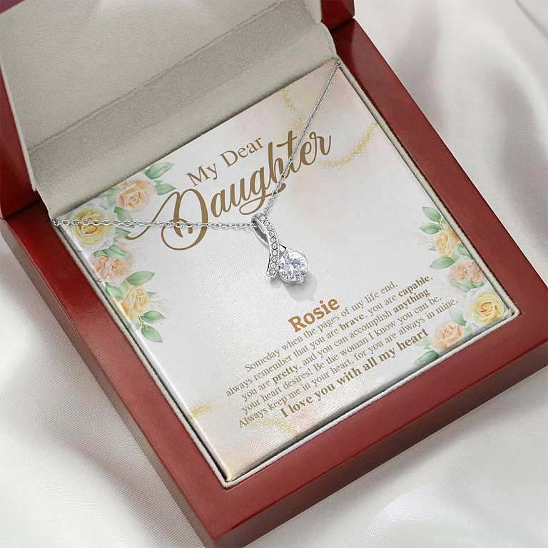 Personalized Name My Dear Daughter You Are Brave I Love You with All My Heart Alluring Beauty Necklace