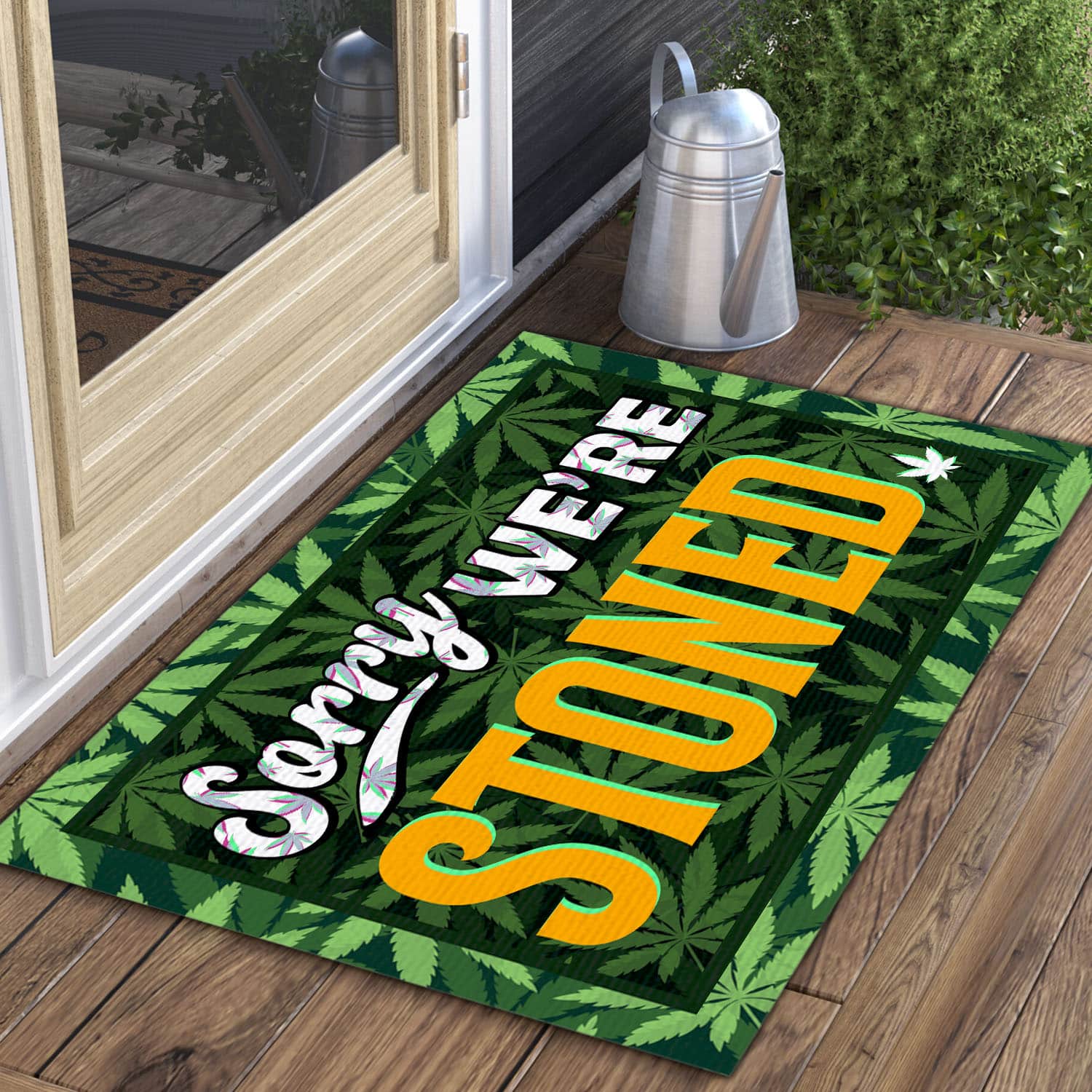 67 HG. We're Stoned(4) Doormat Mockup 3