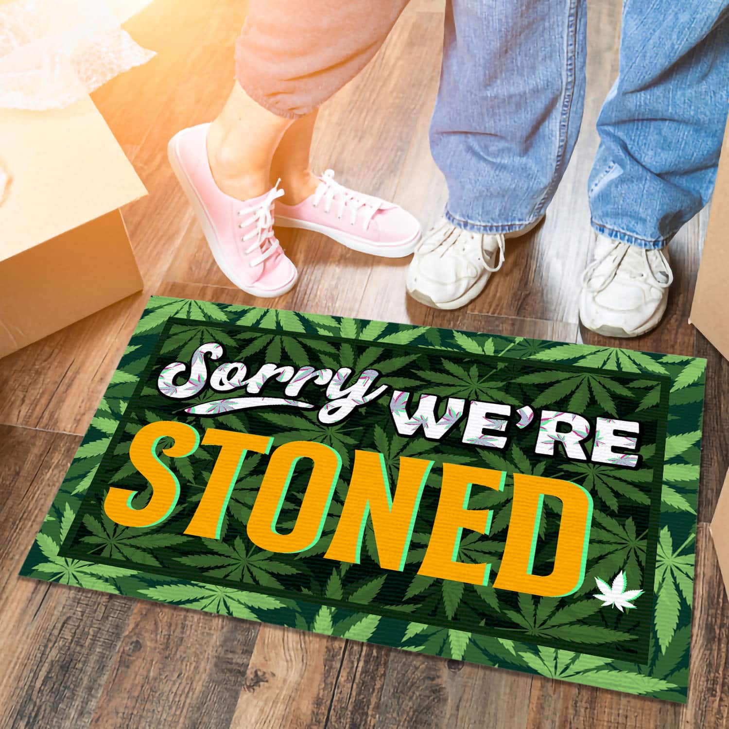 67 HG. We're Stoned(4) Doormat mockup 6