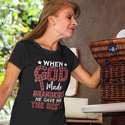 Alternative view of When God Made Grandkids He Gave Me The Best Red Plain Ladies T-Shirt - Premium Ladies Triblend Dolman Sleeve Shirt