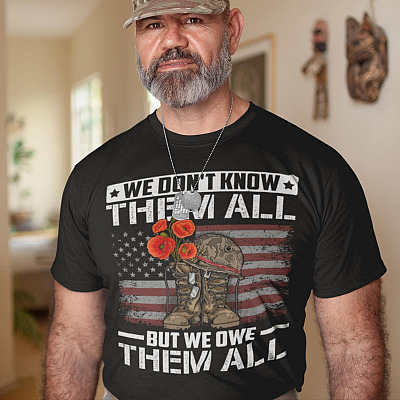 Alternative view of We Don't Know Them All But We Owe Them All T-Shirt - V-Neck Shirt - Veteran Poppy Shirts
