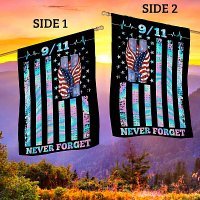 Alternative view of 911 Never Forget September 11th Memory Patriot Day Outdoor Indoor Decorative Garden Flag - House Flag