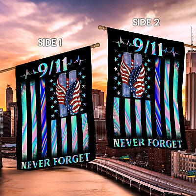 Alternative view of 9/11 20th Anniversary Never Forget Outdoor Decorative Garden Flag - House Flag - National 9/11 Flag