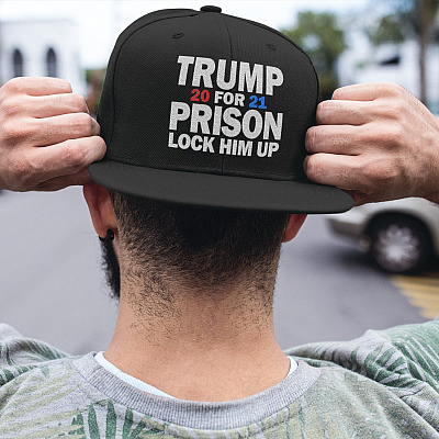 Alternative view of Trump for Prison 2021 Lock Him Up Anti Trump Twill Cap - High-Profile Snapback Hat