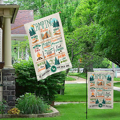 Alternative view of Camping Rules Wake Up Smiling Visit With Friends Make Lots Of Memories Outdoor Garden Flag - House Flag