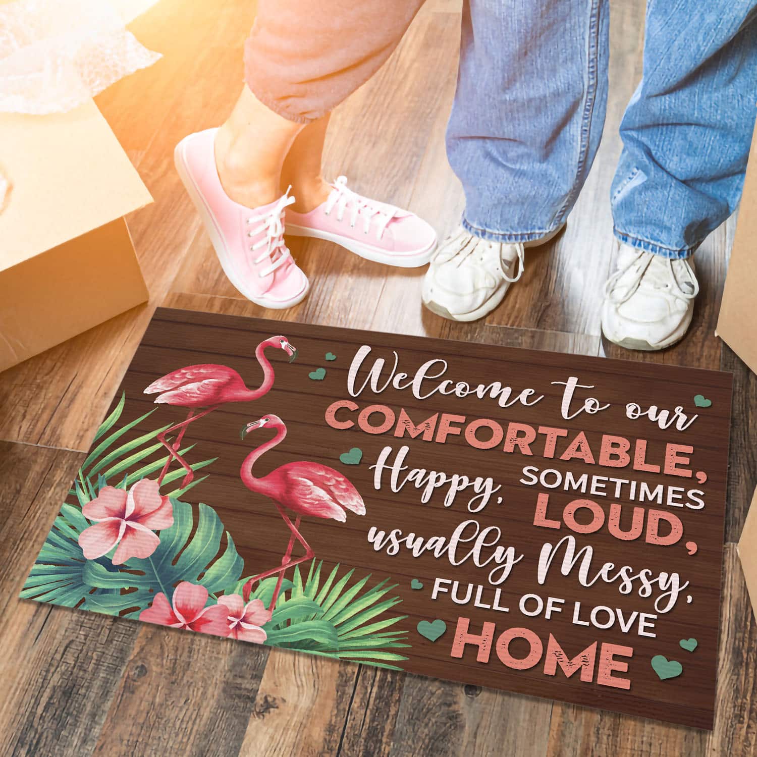 7VT. Flamingo Welcome To Our Comfortable Doormat mockup 6