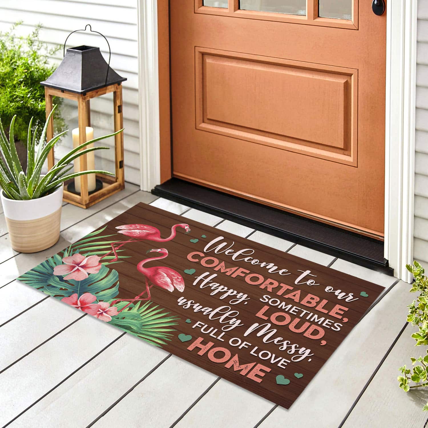 7VT. Flamingo Welcome To Our Comfortable Doormat mockup 8