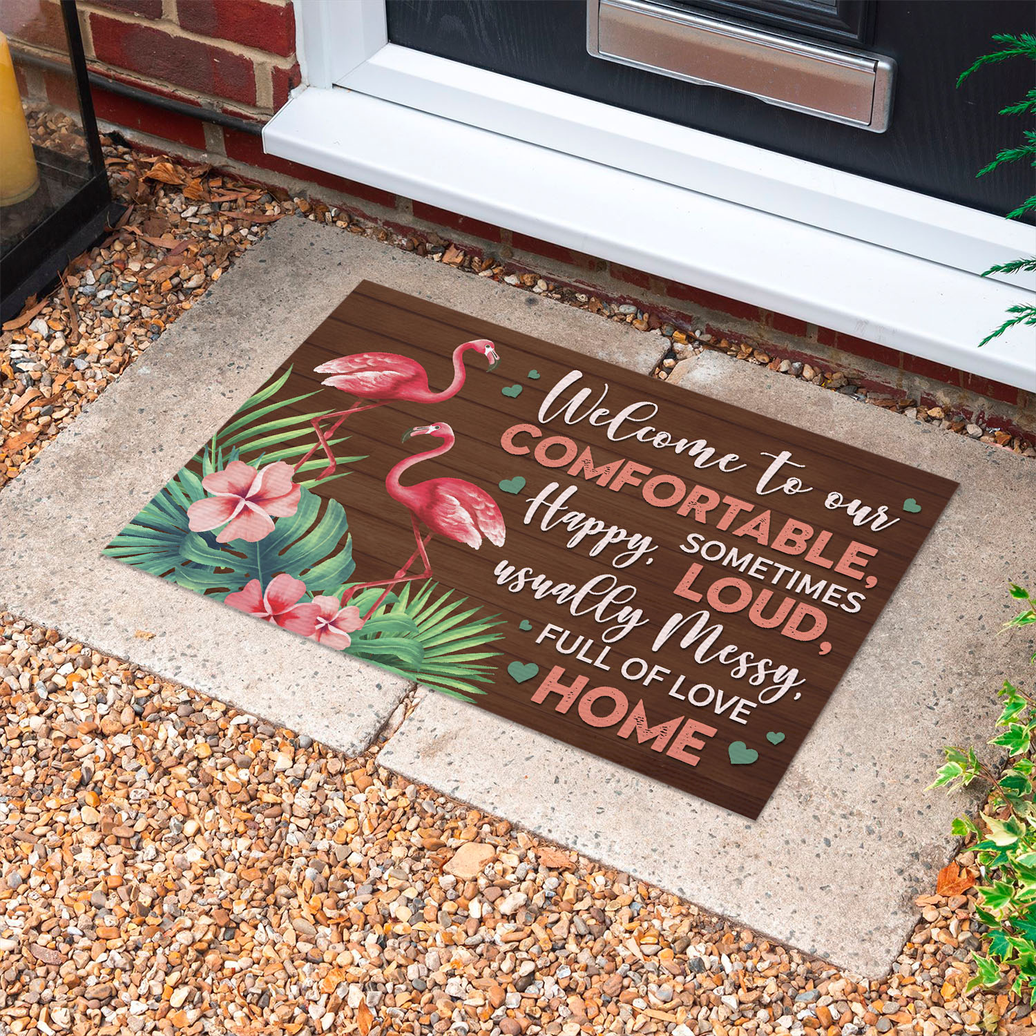 7VT. Flamingo Welcome To Our Comfortable Doormat mockup 10