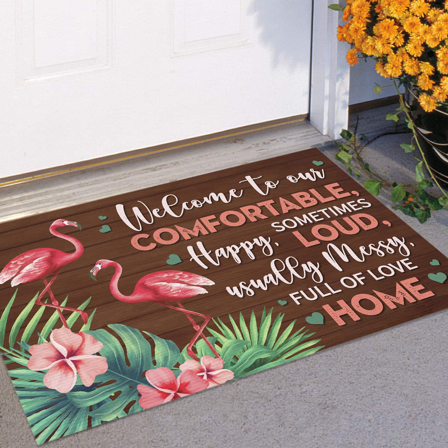 7VT. Flamingo Welcome To Our Comfortable Doormat mockup 11