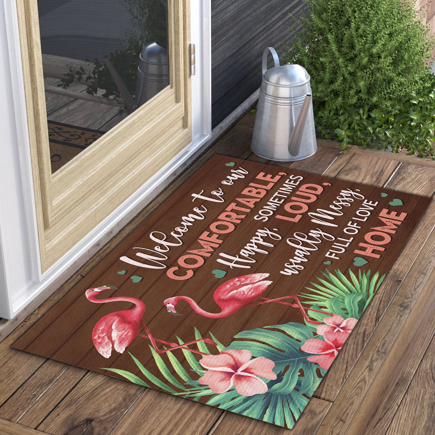 7VT. Flamingo Welcome To Our Comfortable Doormat mockup 3