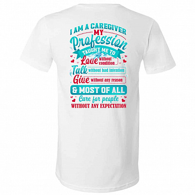 Caregiver Shirt, White, V-Neck T-Shirt