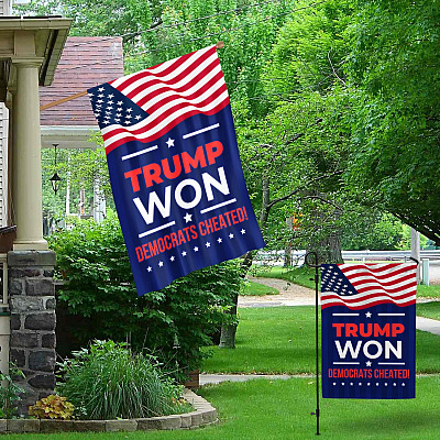 Alternative view of Trump Won Democrat Cheated Decorative Garden Flag - Indoor Outdoor Flag - House Flag - Anti Democrat Flag