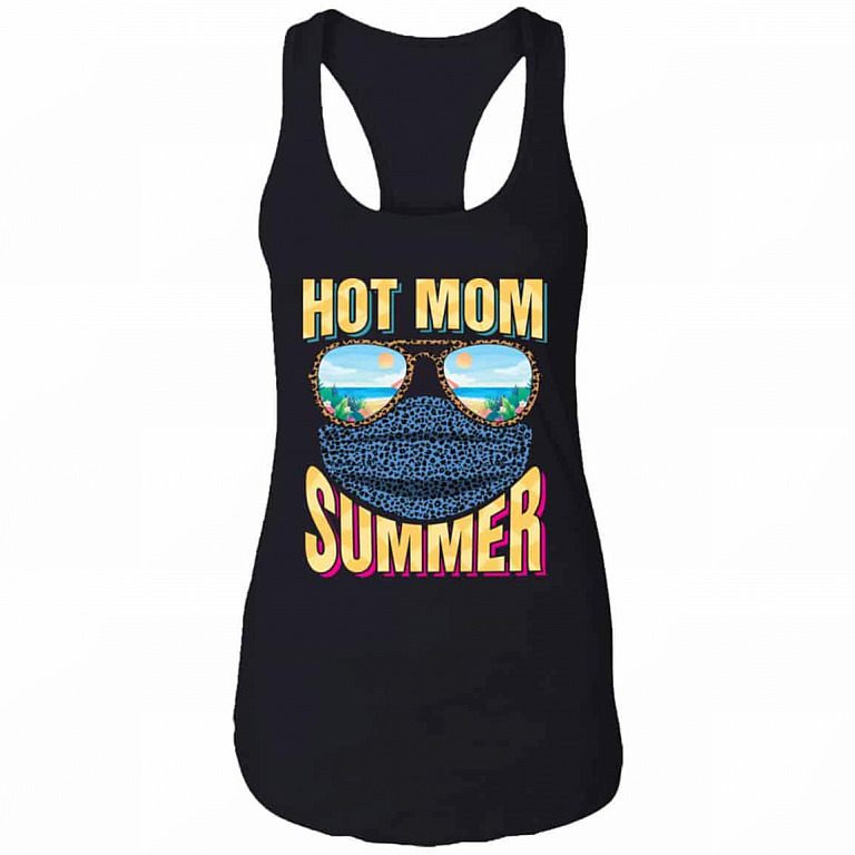hot mom, Black, Ladies Racerback Tank